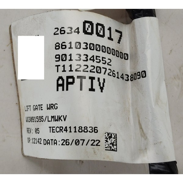 Chicote Tampa Traseira Gm Tracker 1.2 Turbo 2023 26340017