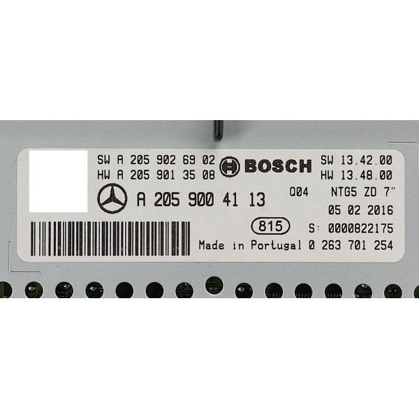 Tela Multimidia Mercedes C180 1.6 2017 A2059026902 Preto