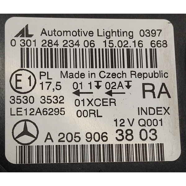 Farol D.d Mercedes C180 1.6 2017 Detalhe A2059063803 Direito/passageiro